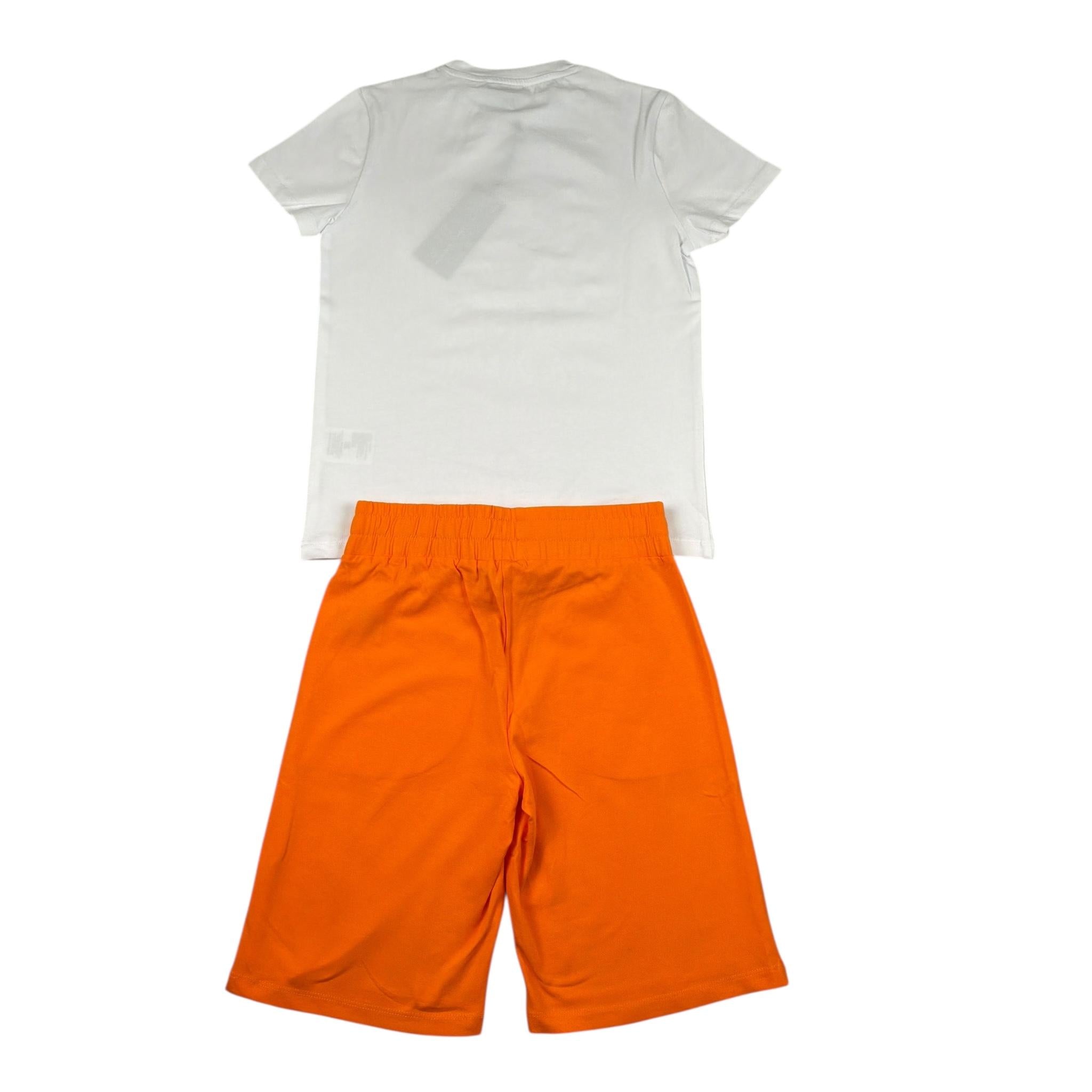 Daniele Alessandrini Completo 2 Pezzi T-Shirt-Bermuda Bicolore per Bambino 1236K00355 BIANCO/ARANCIONE DANIELE ALESSANDRINI 
