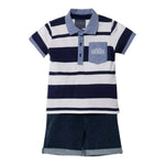 Guess Complet 2 Pezzi Polo-Bermuda Bicolore per Neonato N3RI24K9NA3 BIANCO/BLU GUESS 