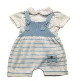 Marlu' 2-teiliges Set Shirt-Strampler Weiß/Blau für Neugeborene