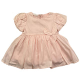 Mini-Banda-Kleid, halbe Ärmel, einfarbig, mit rosa Schleife für Babymädchen