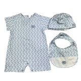 Etro 3-teiliges Set Strampler-Lätzchen-Mütze Blau für Neugeborene