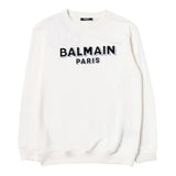 Balmain Sweatshirt mit Rundhalsausschnitt, einfarbig, mit Kontrastdruck, Creme für Jungen