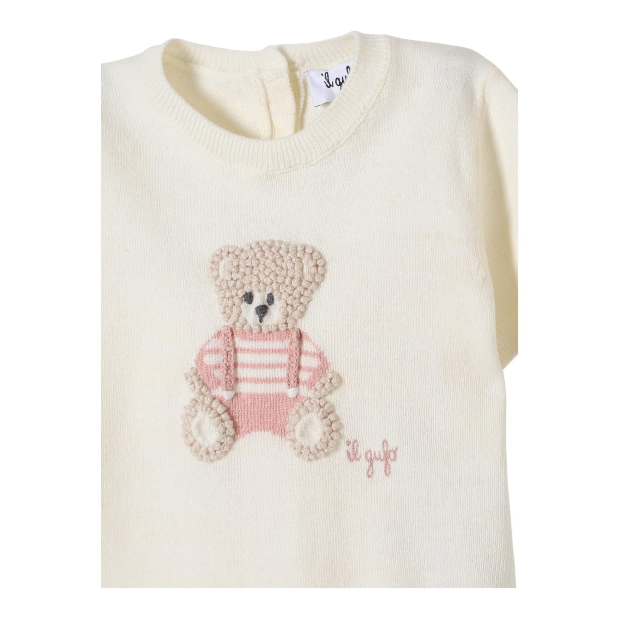 Il Gufo Pagliaccetto Mezza Manica Tinta Unita per Neonata P25TO272EM109 PANNA IL GUFO 