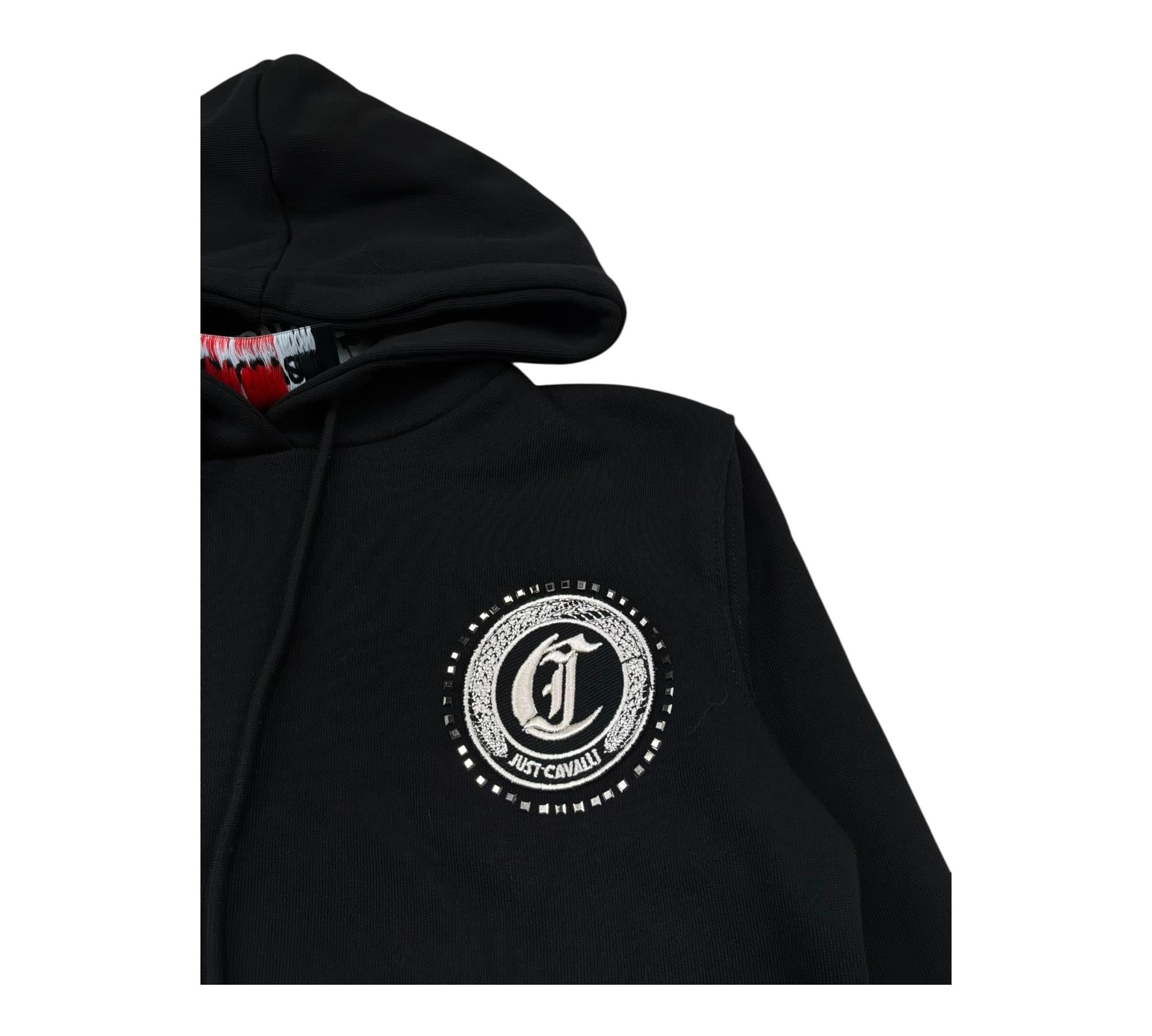Just Cavalli Felpa Chiusa con Cappuccio Tinta Unita per Bambina JBP26132FE NERO JUST CAVALLI 