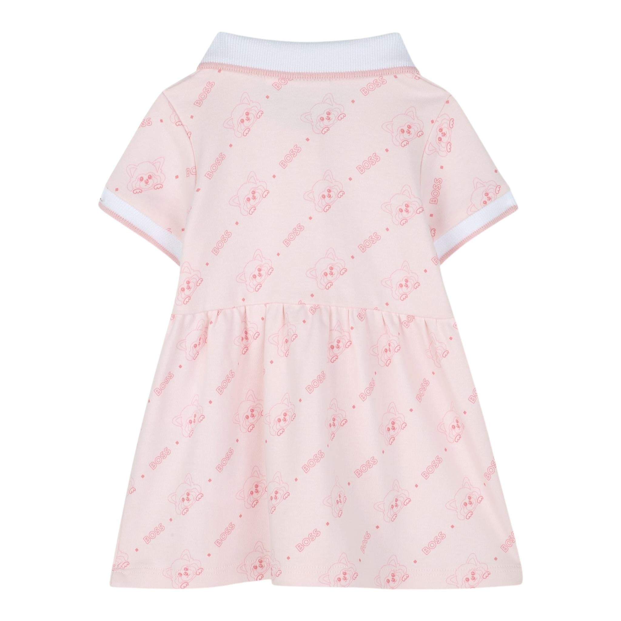 Boss Abito Mezza Manica Tinta Unita per Neonata J52184 ROSA BOSS 