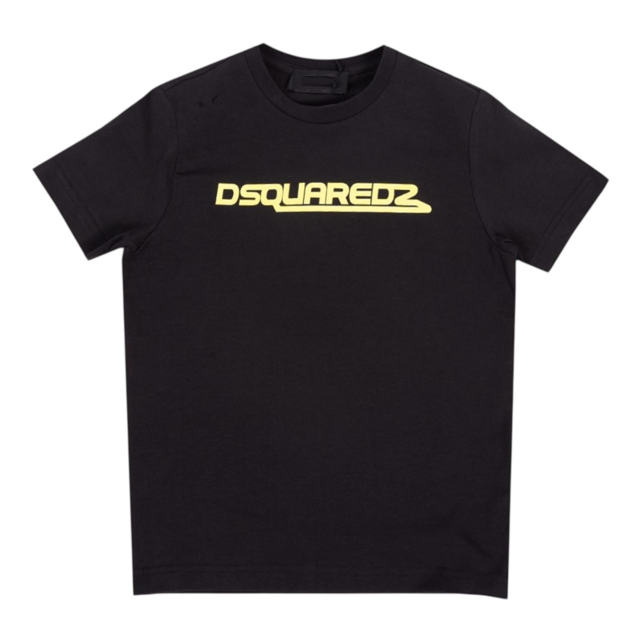 Dsquared2 T-Shirt Girocollo Tinta Unita con Stampa per Bambino DQ1808 NERO DSQUARED2 