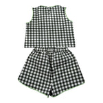 Il Gufo Completo 2 Pezzi Top-Short Bicolore con Fantasia A Quadri per Bambina P25DP540C3161 BIANCO/VERDE IL GUFO 