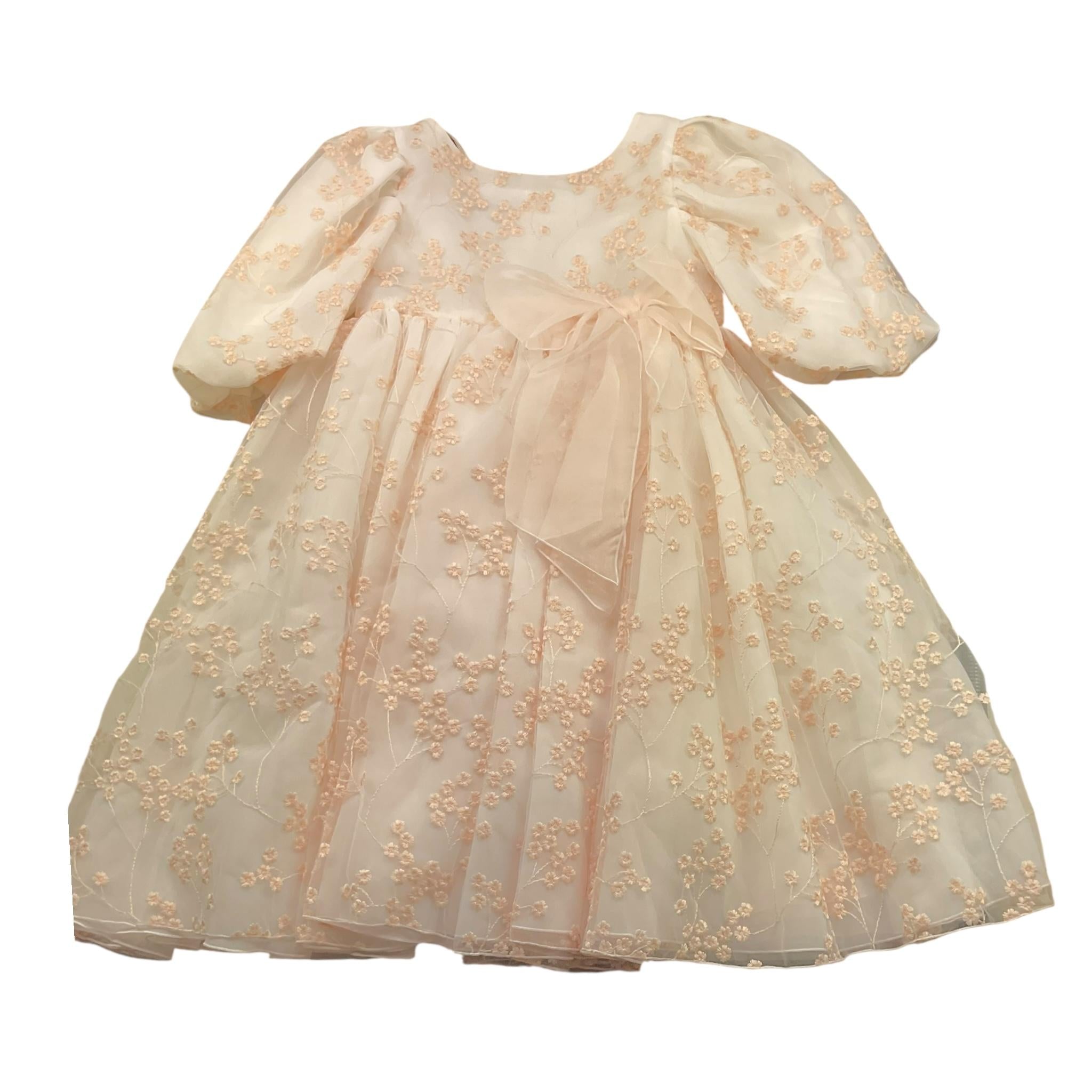 La Stupenderia Abito Cerimonia Tinta Unita con Ricami per Bambina CJAB74 BIANCO LA STUPENDERIA 