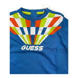 Guess – Einfarbiges T-Shirt mit Rundhalsausschnitt und Kobaltblau-Print für Neugeborene