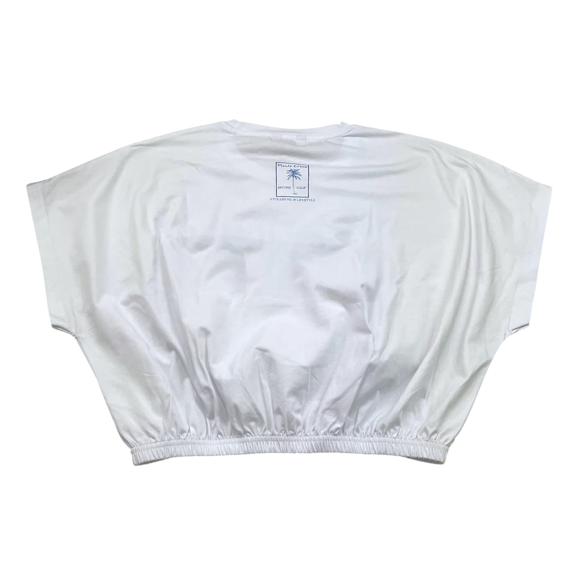 Manila Grace T-Shirt Girocollo Tinta Unita con Stampa per Bambina 176TMJS25 BIANCO MANILA GRACE 