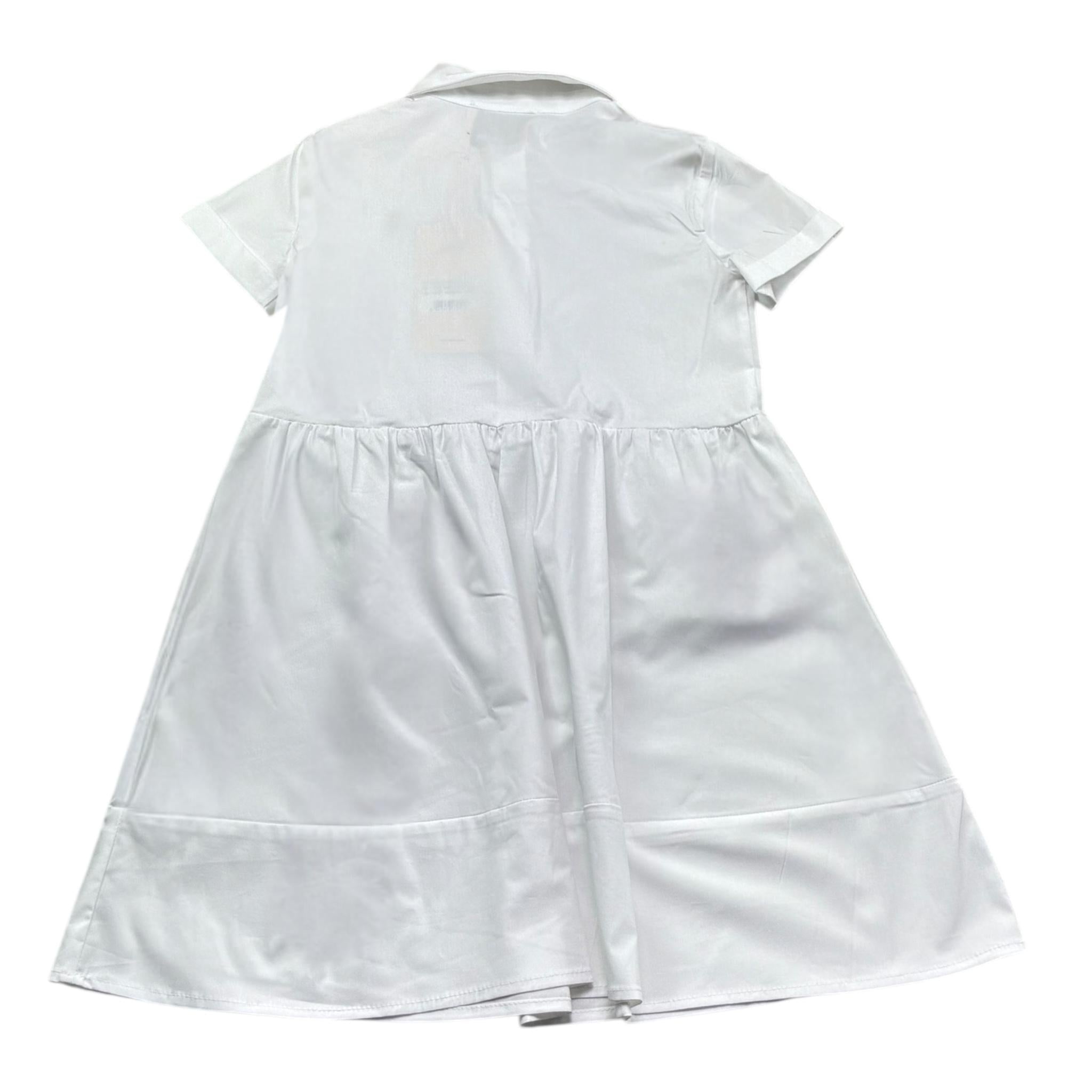 Trussardi Abito Tinta Unita Mezza Manica Modello Camicia per Bambina TGP26043VE BIANCO TRUSSARDI 