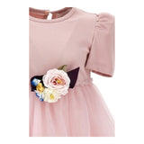 Monnalisa Abito Mezza Manica Tinta Unita con Tulle per Bambina 11D910 ROSA MONNALISA 