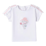 Mini Banda T-Shirt Rundhals Einfarbig mit Kontrastdruck Weiß Für Baby Mädchen