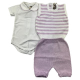 Little Bear 3-teiliges Set Body-Weste-Hose Lila für Baby Mädchen