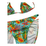 Matinée Costume 2 Pezzi Triangolo-Slip Tinta Unita con Fantasia per Bambina CC4009 VERDE ACQUA MATINÉE 