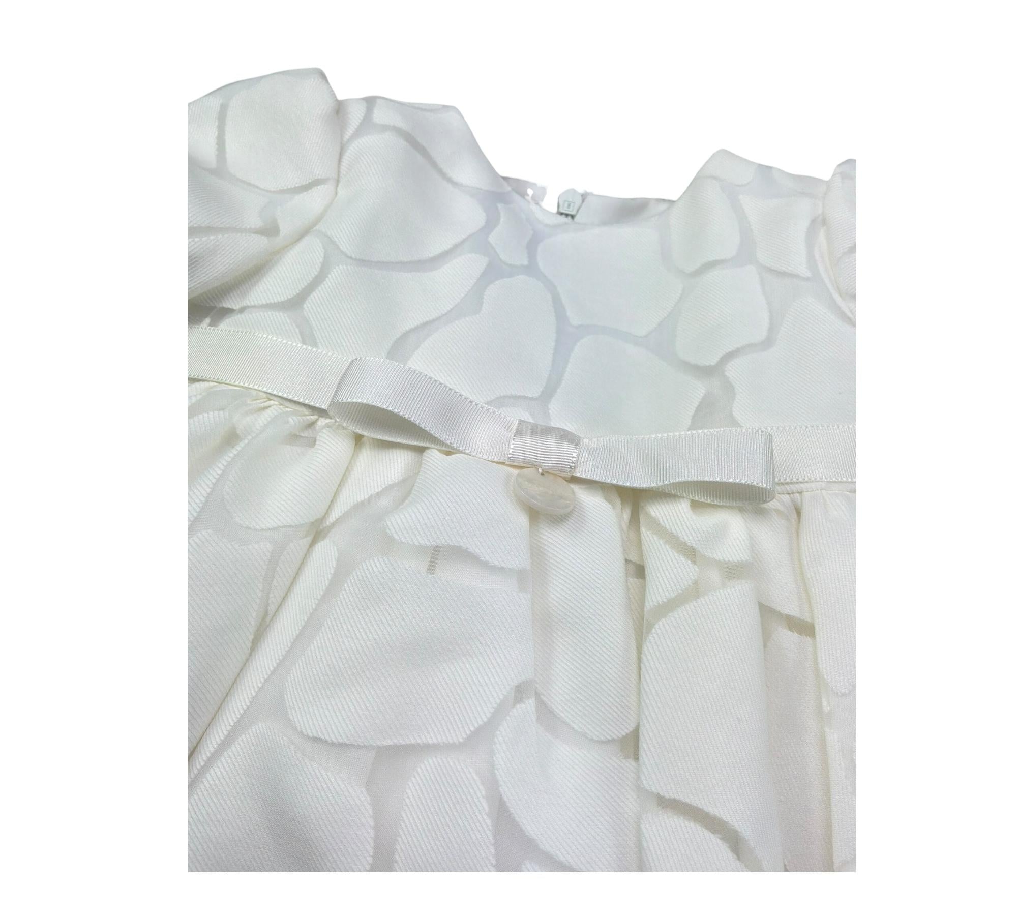 Le Bebe Abito Mezza Manica Tinta Unita con Ricami per Neonata LBG6328 BIANCO LE BEBE 