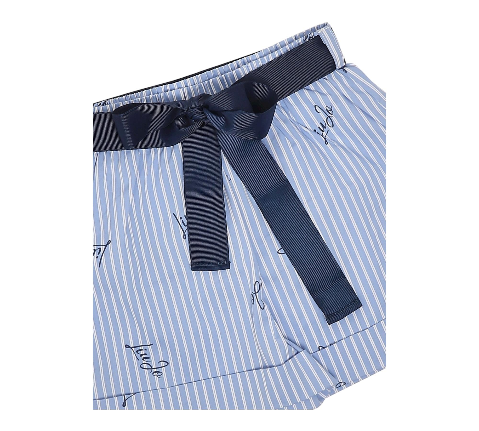 Liu Jo Short Tinta Unita con Fantasia A Righe per Neonata KA5143NXX AZZURRO LIU JO 