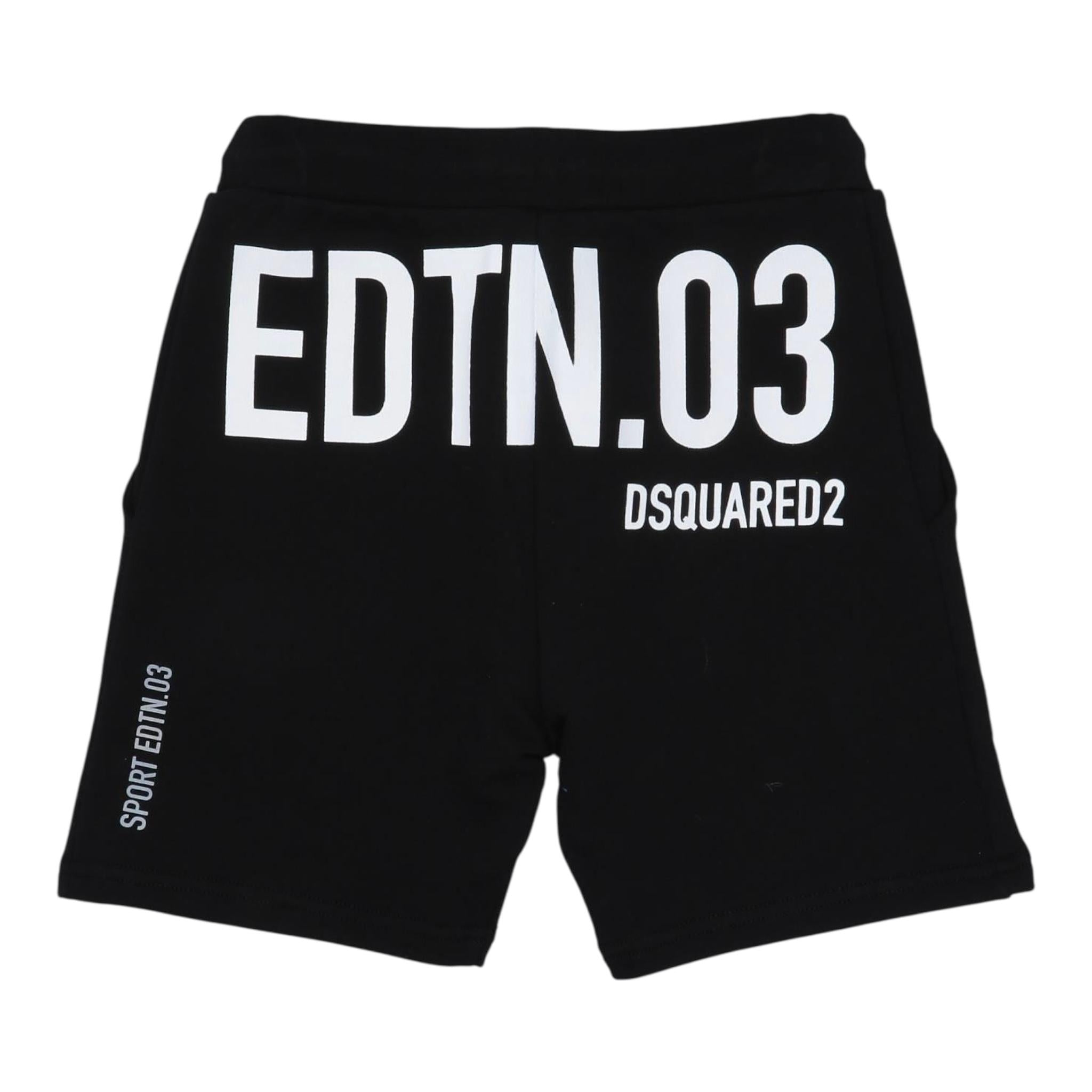Dsquared2 Bermuda Tuta Tinta Unita con Logo per Bambino DQ0010 NERO DSQUARED2 