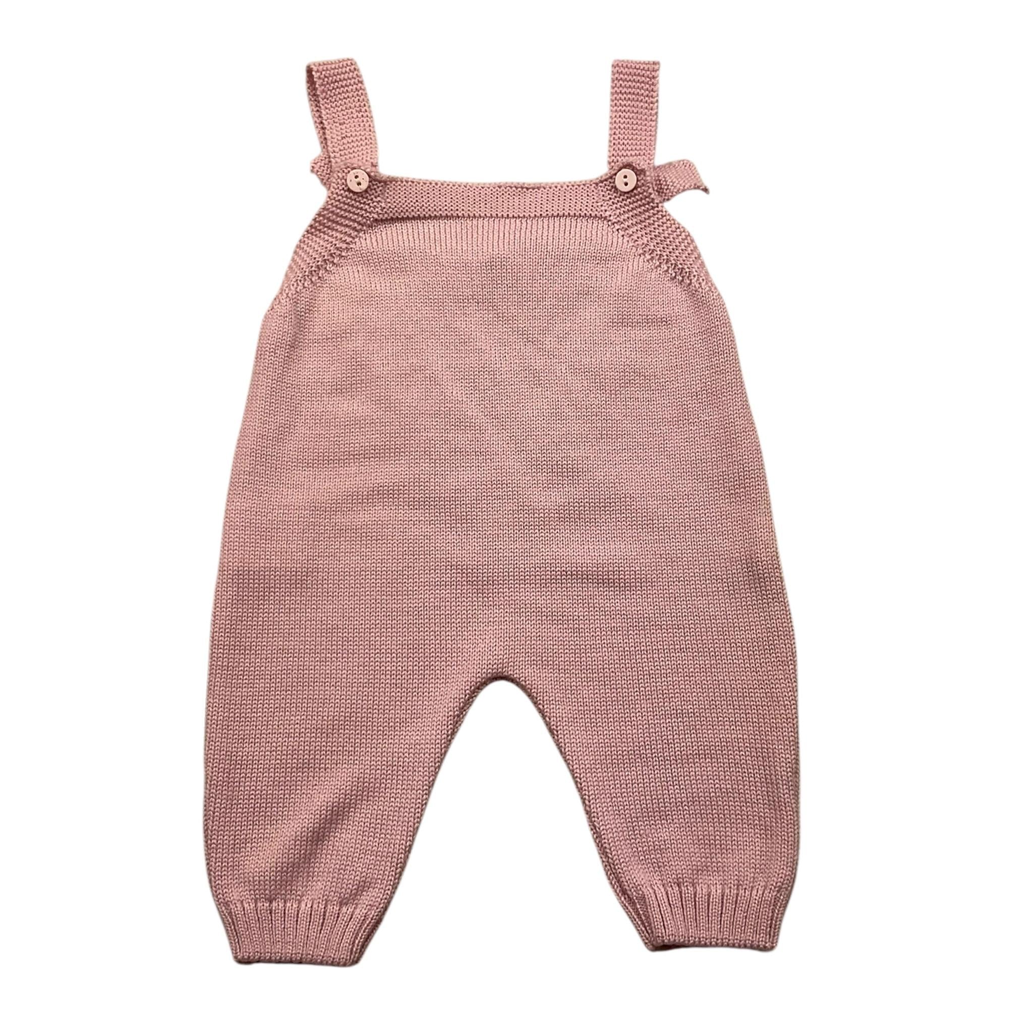 MARLU' salopette tinta unitan con fiocco Rosa per Neonata SAL ROSA MARLU' 