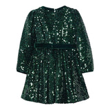 ABEL & LULA abito tinta unita con cintura e paillettes Verde per Bambina 5528 VERDE ABEL & LULA 