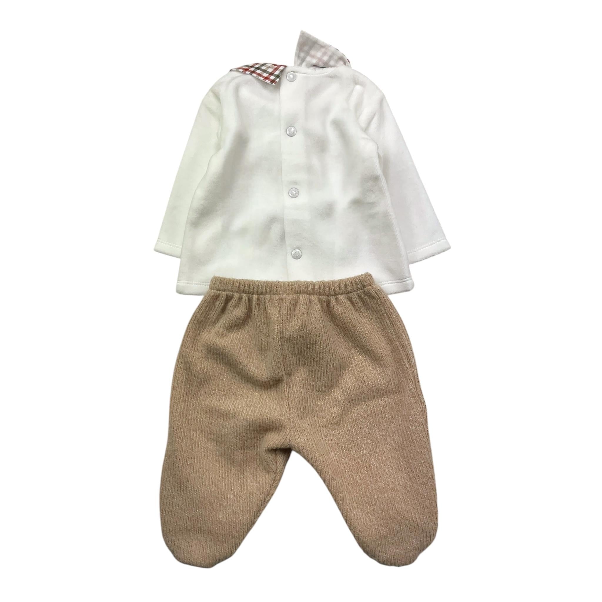 NINNAOH completo maglia-ghettina bicolore Bianco/beige per Neonato I23200T BIANCO/BEIGE NINNAOH 
