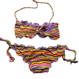 Mefui Bikini-Modell-Kostüm, einfarbig, mit mehrfarbigem Bandeau-Slip-Muster für Mädchen