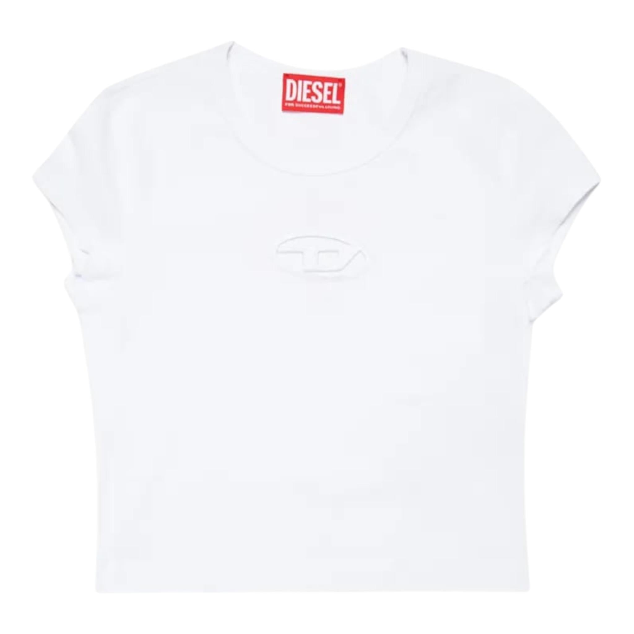 Diesel T-Shirt Girocollo tinta unita con Logo Bianco per Bambina J01830XXXX BIANCO DIESEL 