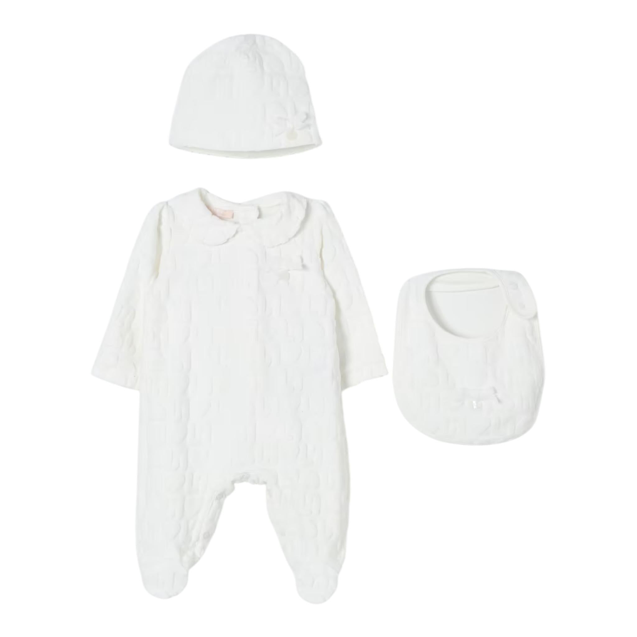 LIU JO set tutina tinta unita con cappello e bavetta in ciniglia Bianco per Neonata HF4001 BIANCO LIU JO 