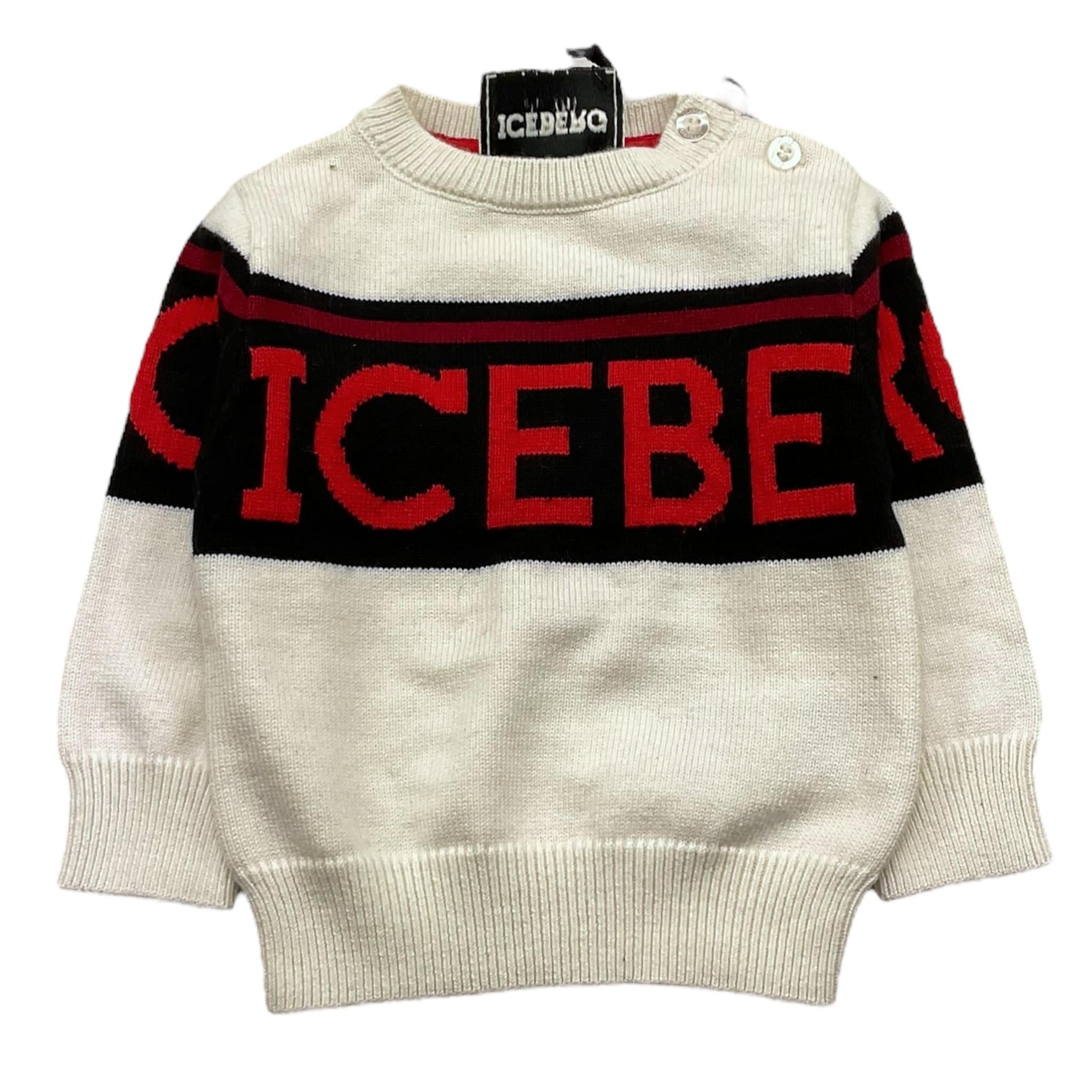 ICEBERG maglia girocollo tinta unita con stampa Panna per Neonato MGICE5315BNX PANNA ICEBERG 