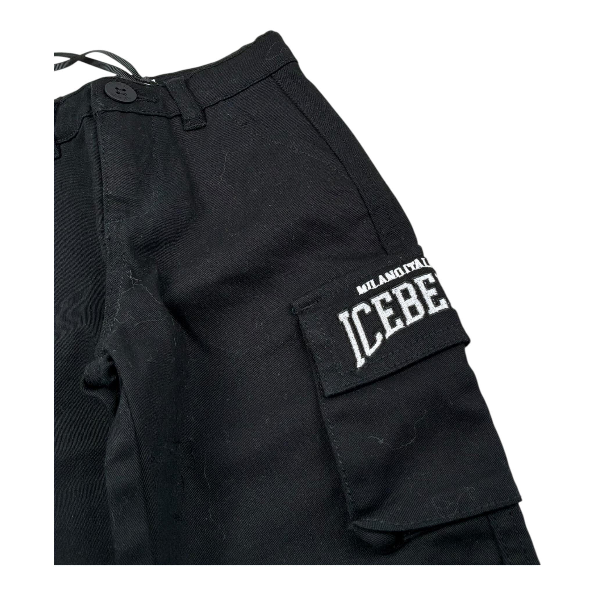 Iceberg Pantalone Tinta Unita con Girovita Regolabile per Neonato PTICE5314B NERO ICEBERG 