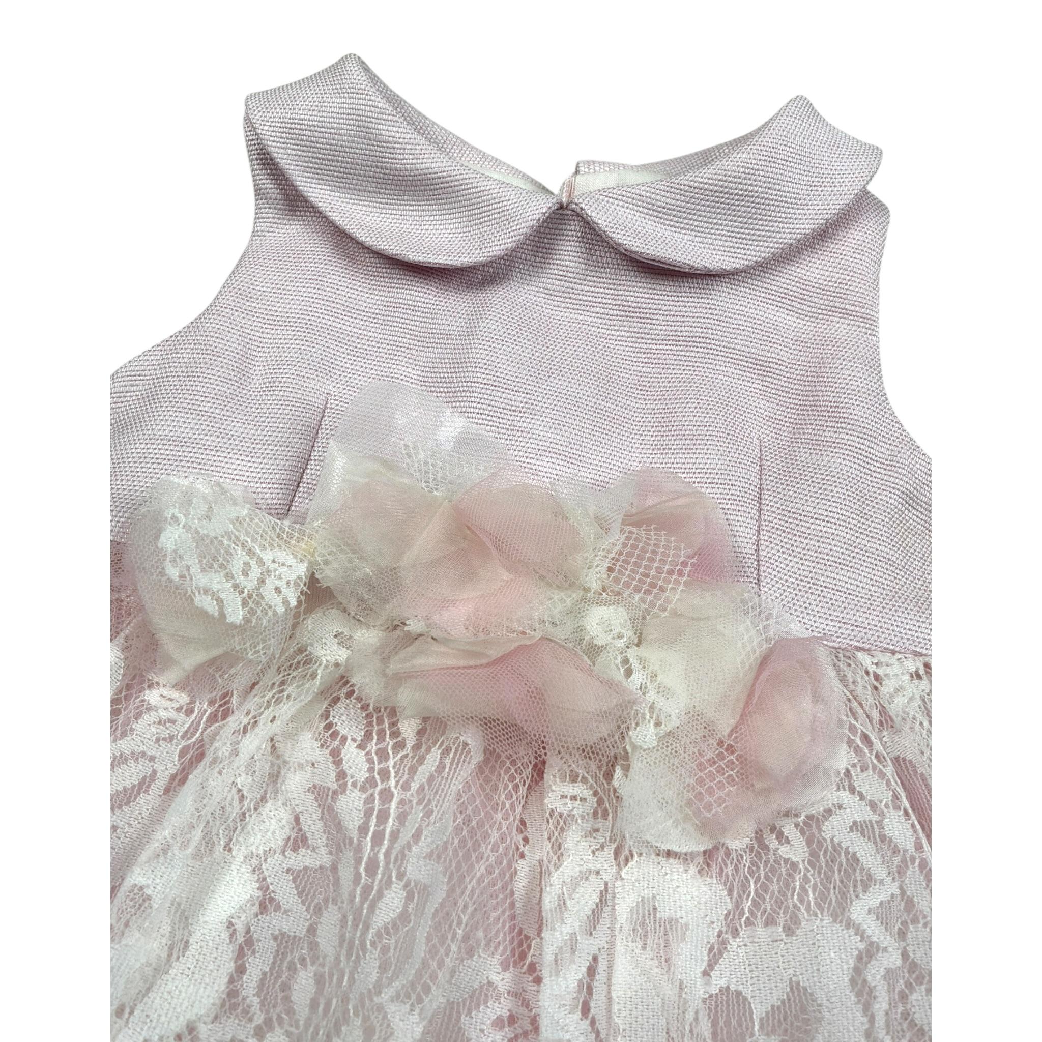Colori Chiari Abito Giromanica con Ricami Rosa per Neonata FN105861 ROSA COLORI CHIARI 