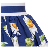 Monnalisa Gonna Tinta Unita Fantasia Margherite per Bambina 113701 BLU MONNALISA 