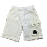 CP Company Einfarbige Trainingsanzug-Bermudashorts mit elastischer Taille in Weiß für Jungen