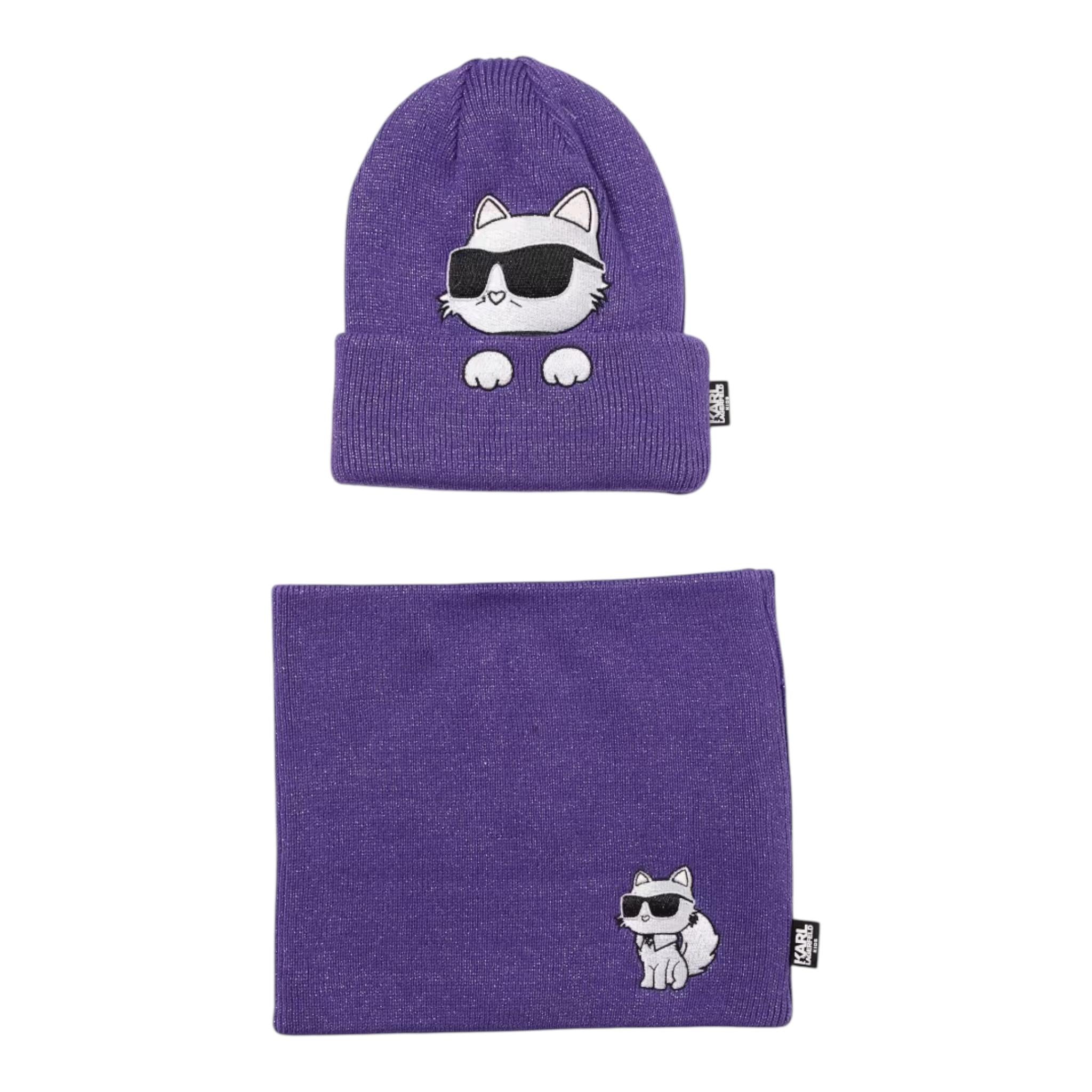 KARL LAGERFELD set cappello-scaldacollo tinta unita Viola per Bambina Z30333 VIOLA KARL LAGERFELD 
