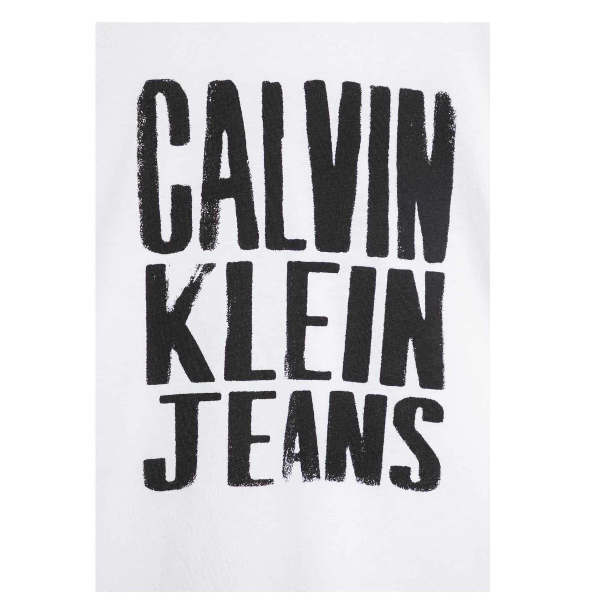 Calvin Klein T-Shirt Girocollo Tinta Unita con Stampa per Bambino IG0IG02858 BIANCO CALVIN KLEIN 