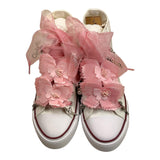Quickas Zweifarbige Sneaker mit Schnürsenkeln und weiß/pinken Applikationen für Mädchen