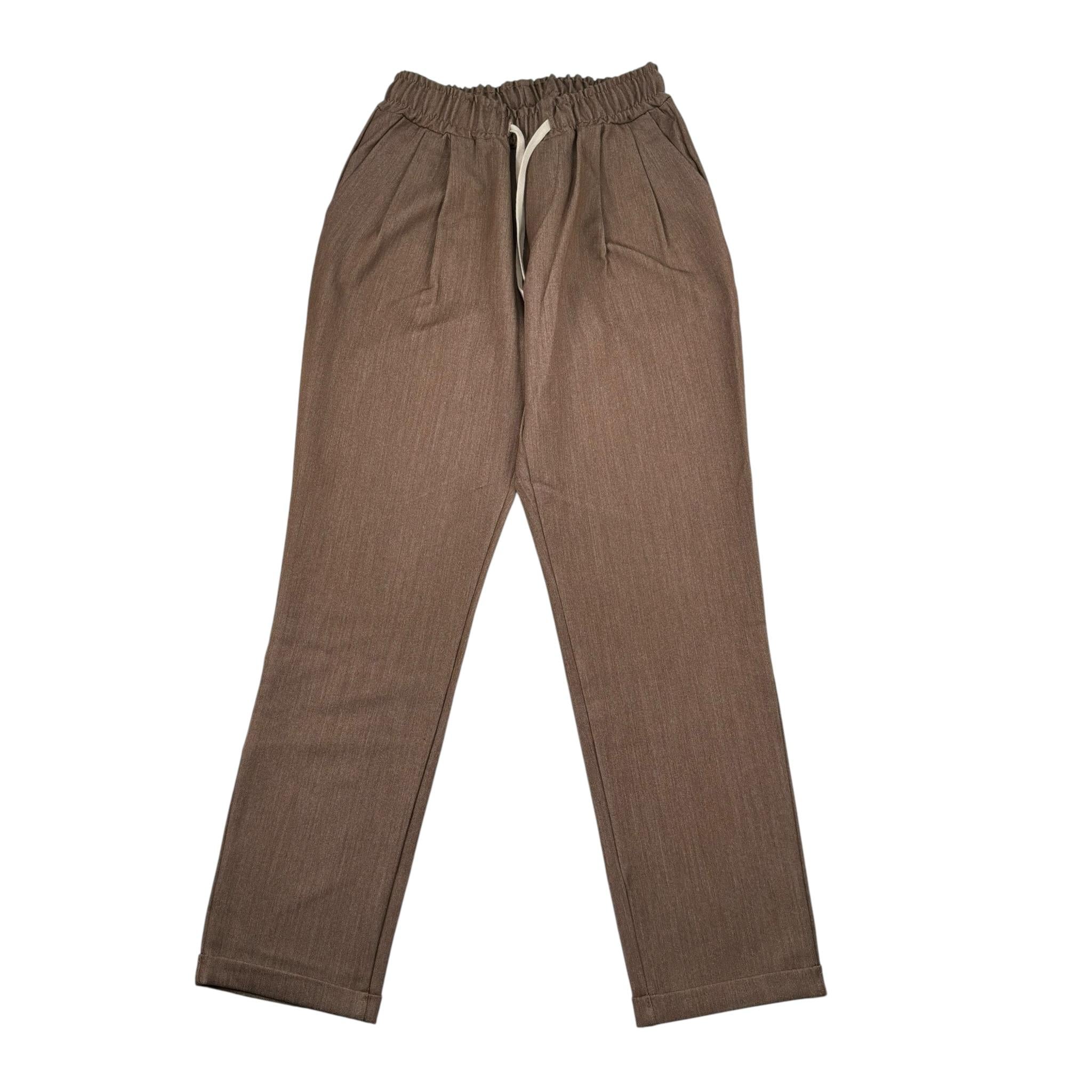 Numbers Pantalone Tinta Unita con Elastico In Vita per Bambino PA103 MARRONE NUMBERS 