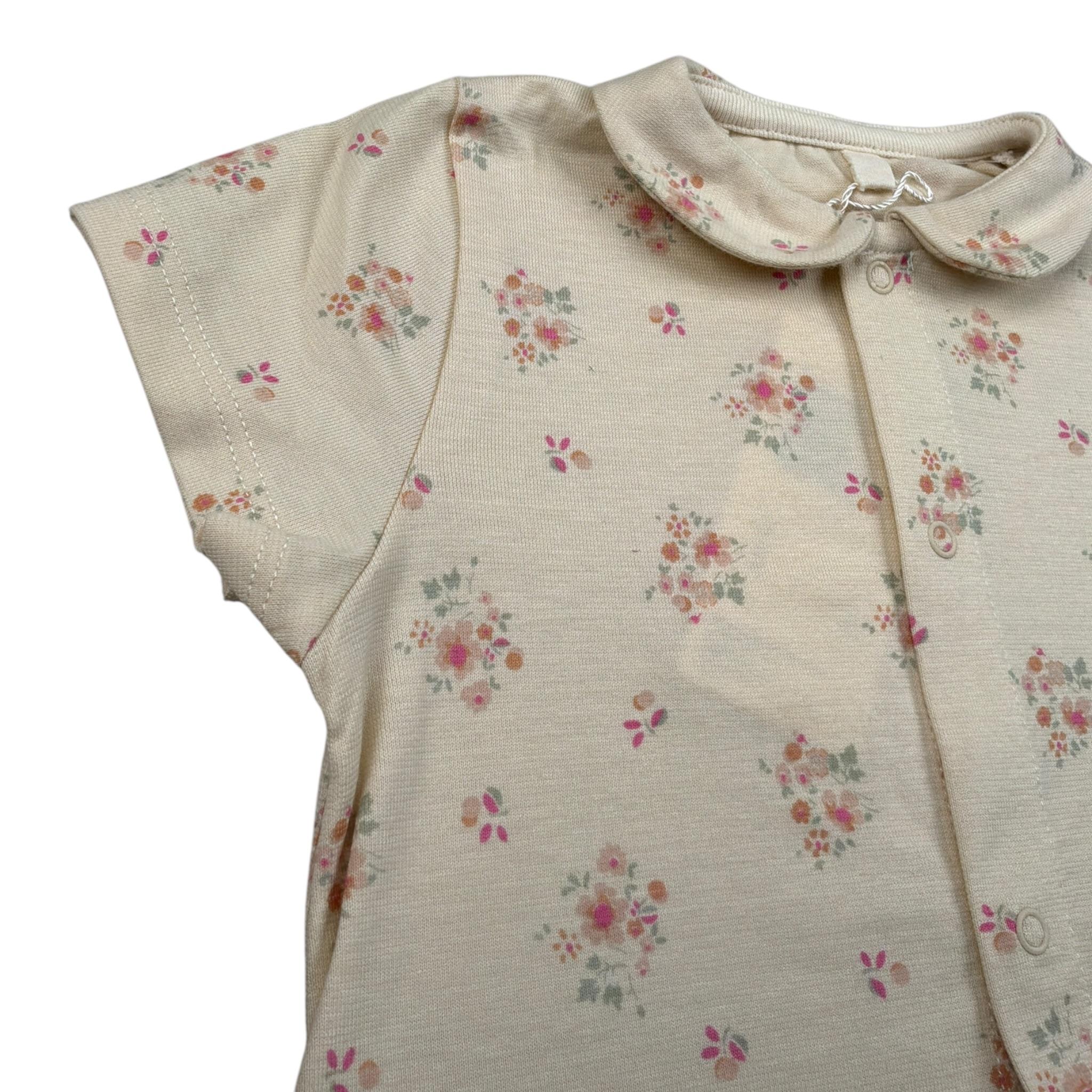 Petit Bateau Pagliaccetto Mezza Manica tinta unita con Stampa Beige per Neonata A09H2 BEIGE PETIT BATEAU 