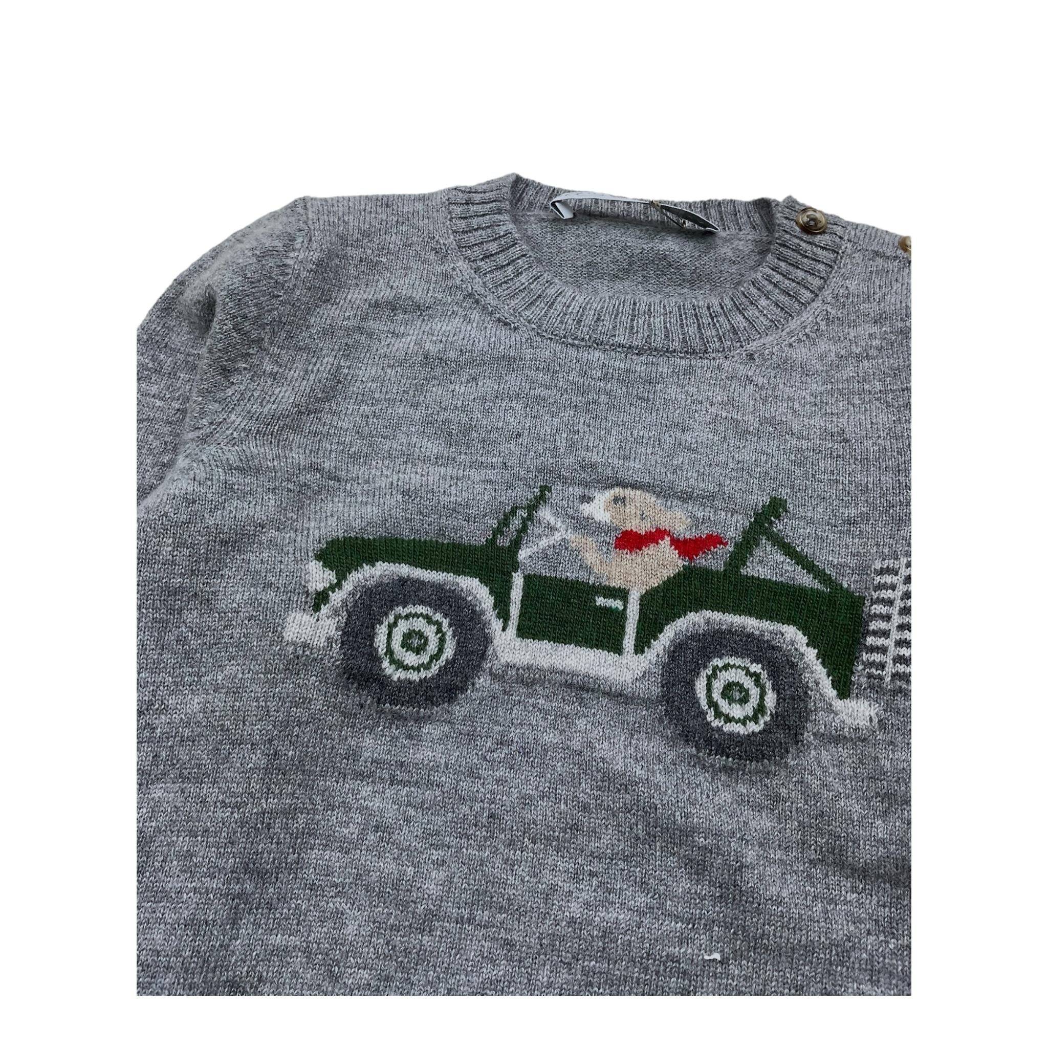 PER TE maglia girocollo tinta unita con ricamo auto Grigio per Neonato 44016 GRIGIO PER TE 