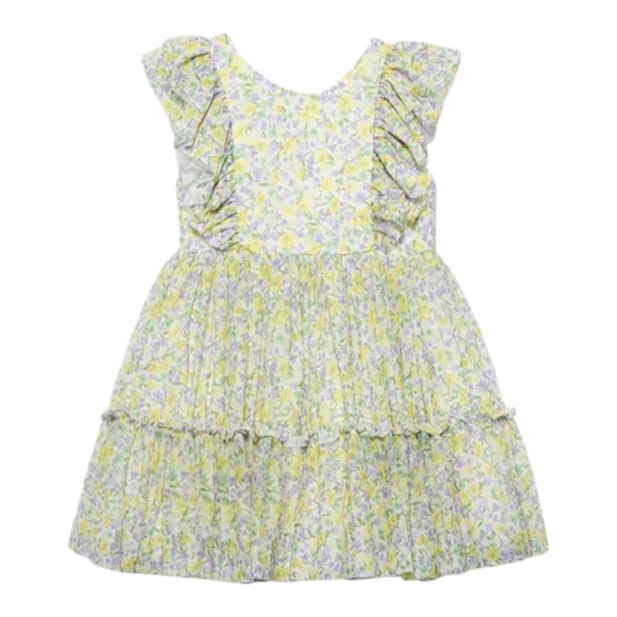 Abel & Lula Abito Tinta Unita con Fantasia Fiori per Bambina 5046 BIANCO ABEL & LULA 