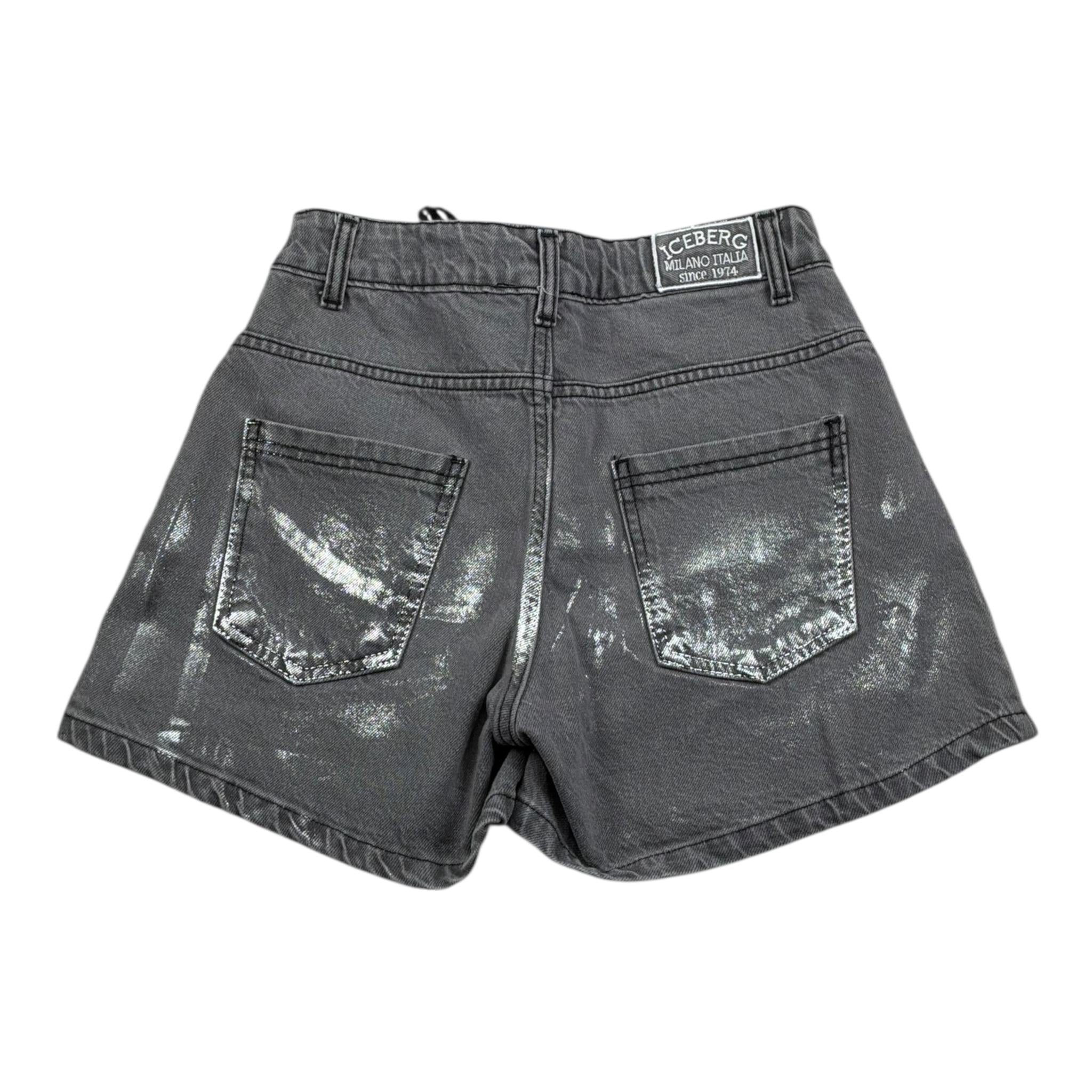 Iceberg Short In Denim Tinta Unita con Girovita Regolabile per Bambina SHICE5159 GRIGIO ICEBERG 