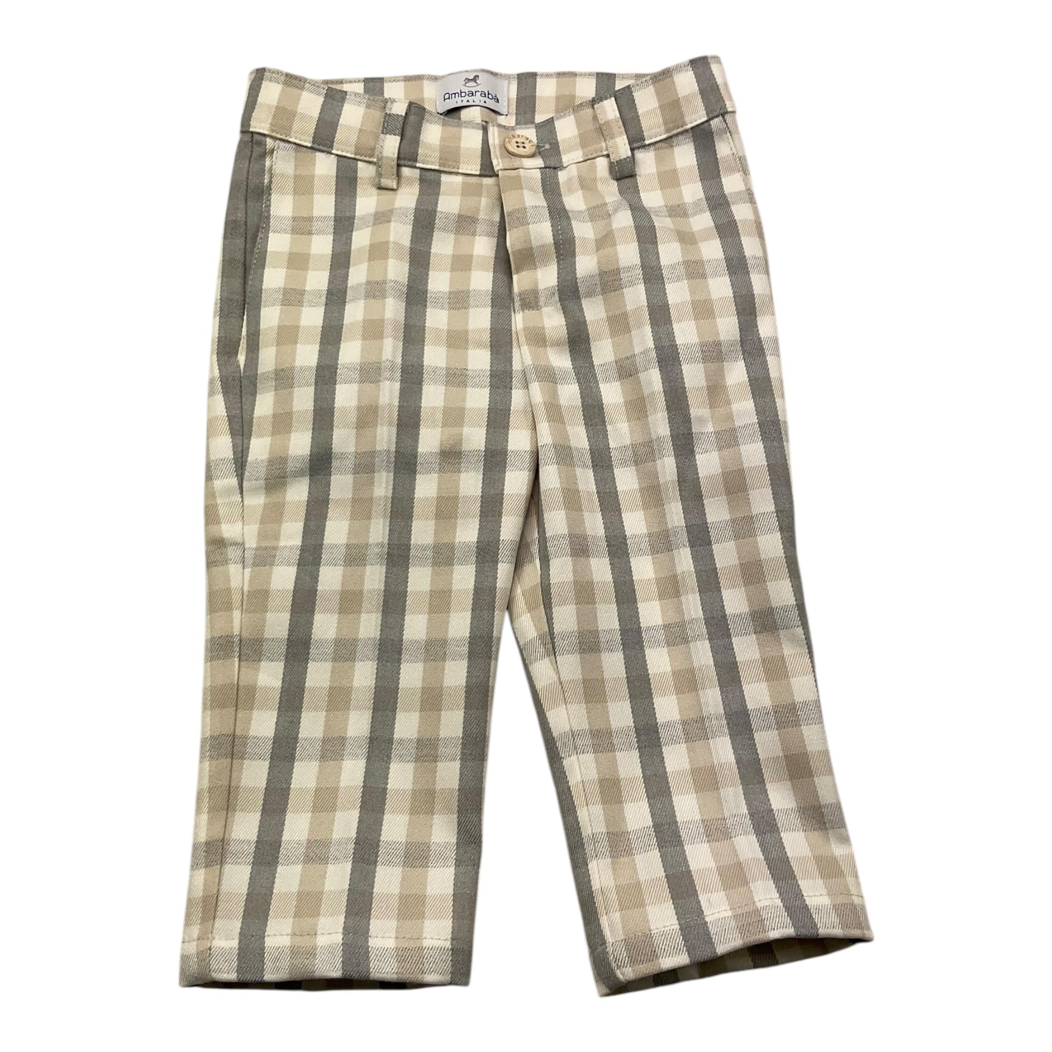 AMBARABA' pantalone fantasia quadretti con girovita regolabile Panna per Neonato FM38052 PANNA AMBARABA' 
