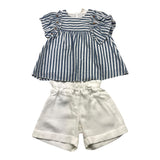 Barcellino Komplett 2-teiliges Shirt-Shorts Weiß/Blau für Baby-Mädchen