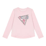 GUESS shirt girocollo tinta unita con stampa Rosa per Bambina K4YI11K6YW44J ROSA GUESS 