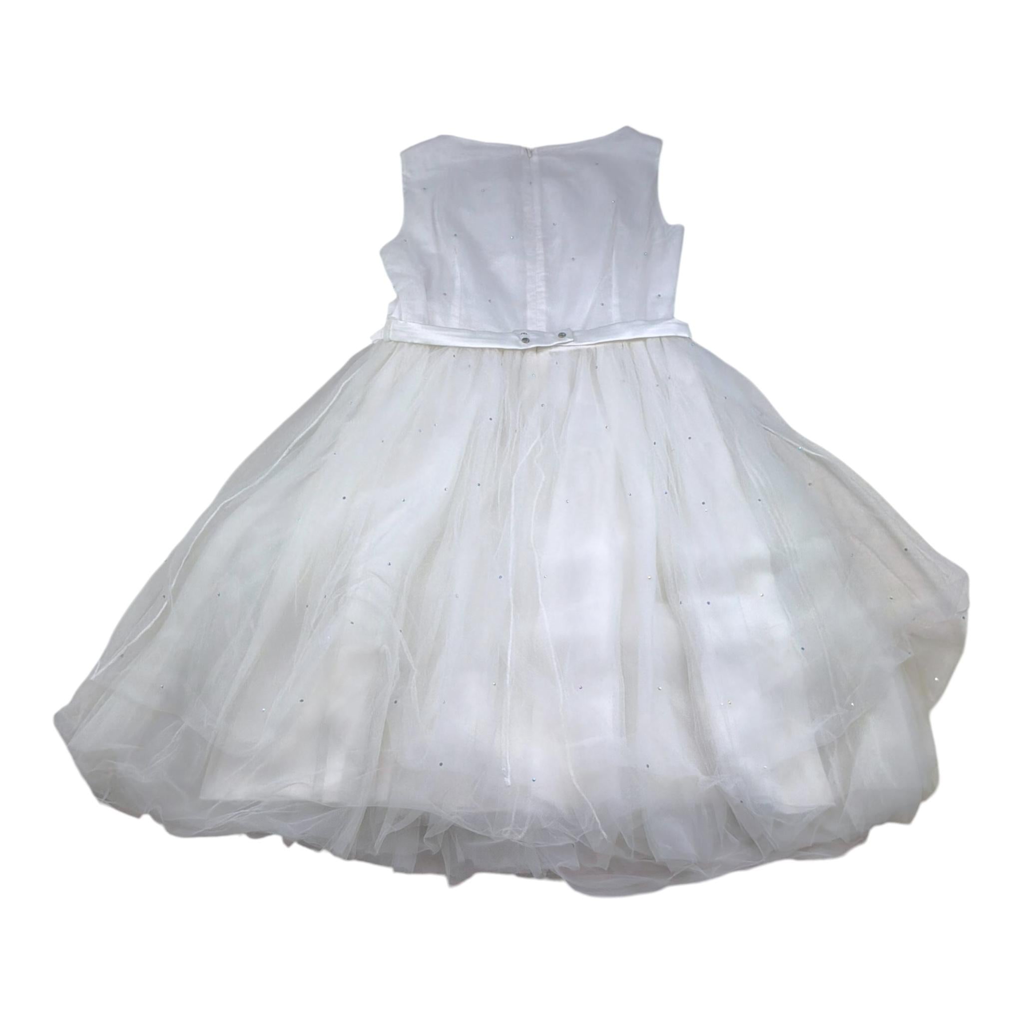 Monnalisa Abito Cerimonia Tinta Unita Giromanica per Bambina 711902F8 BIANCO MONNALISA 