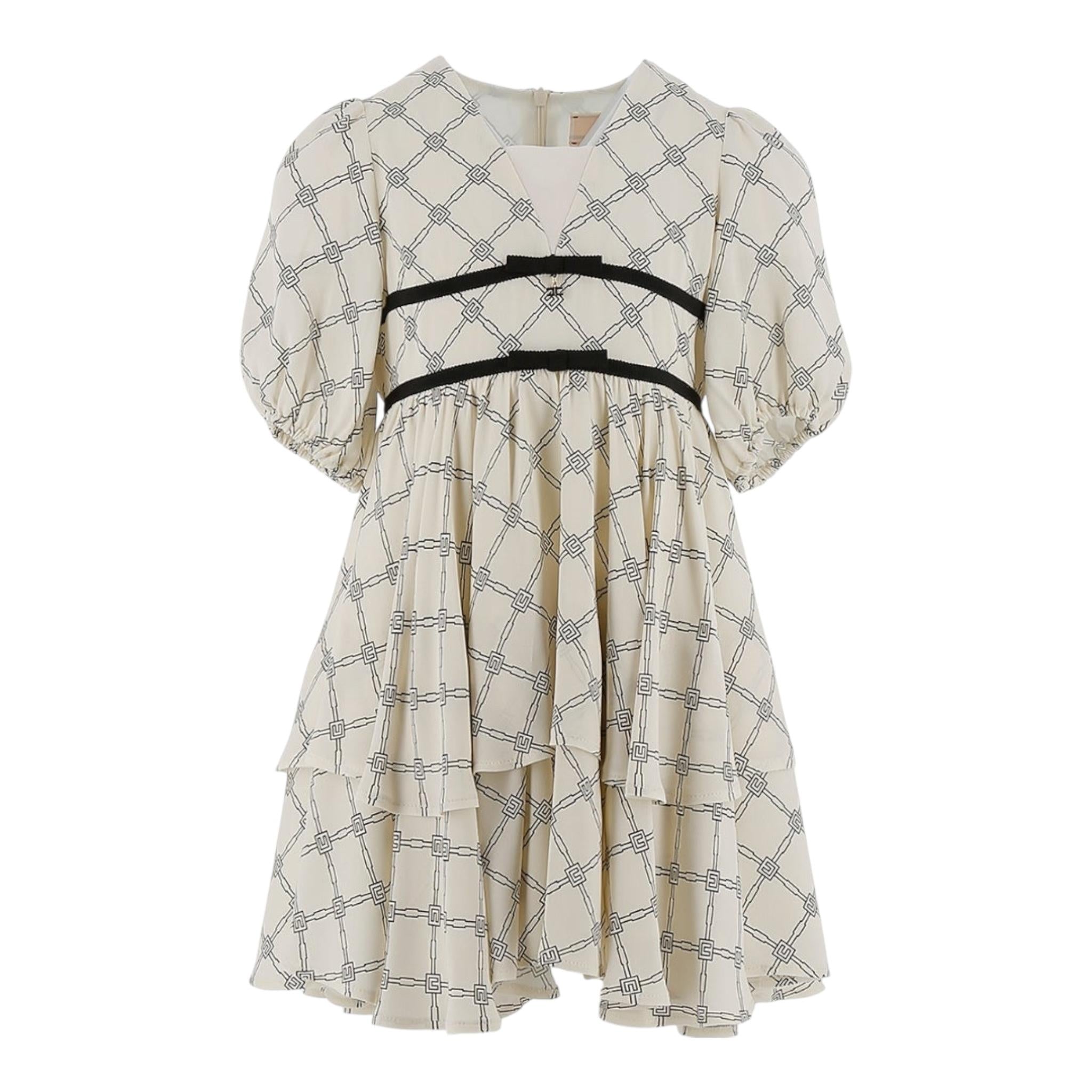 Elisabetta Franchi Abito Mezza Manica Tinta Unita Logato per Bambina EFAB598 PANNA ELISABETTA FRANCHI 