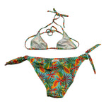 Matinée Costume 2 Pezzi Triangolo-Slip Tinta Unita con Fantasia per Bambina CC4009 VERDE ACQUA MATINÉE 