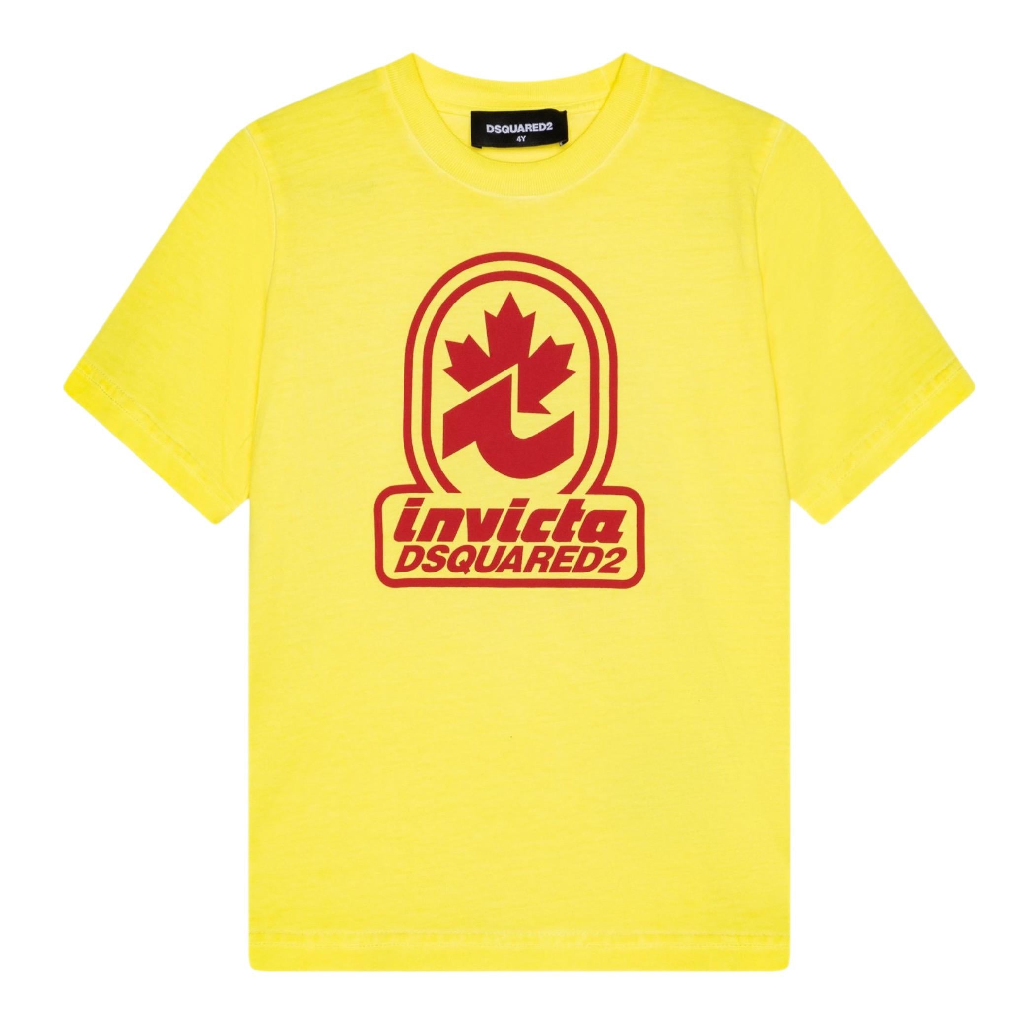 Dsquared2 T-Shirt Girocollo tinta unita con Collaborazione Invicta Giallo per Bambino DQ2924X GIALLO DSQUARED2 