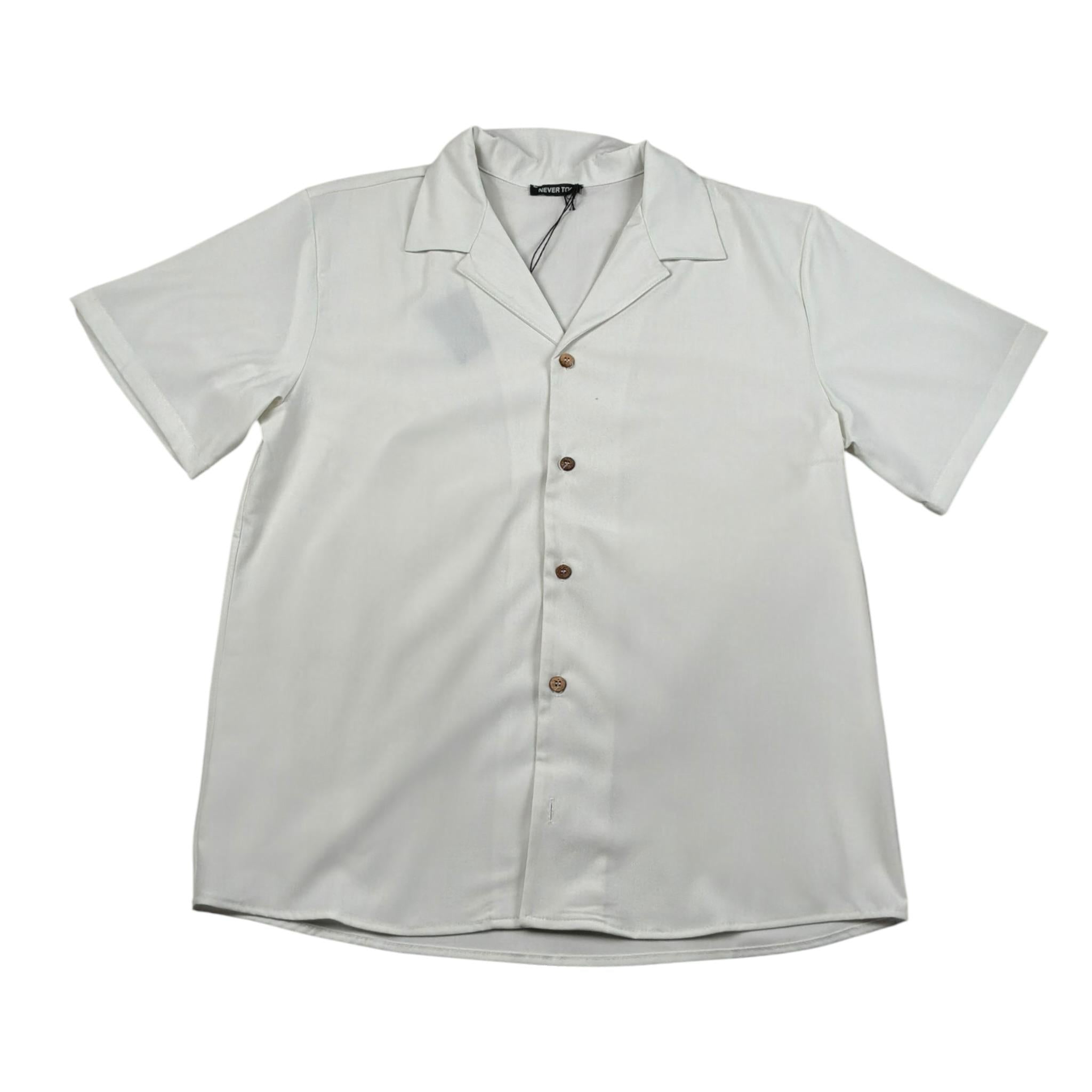 Never Too Camicia tinta unita Mezza Manica Panna per Bambino NT2335R PANNA NEVER TOO 