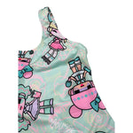 Mousse Costume Intero Tinta Unita con Stampa per Neonata COSTDOLLN VERDE ACQUA MOUSSE 